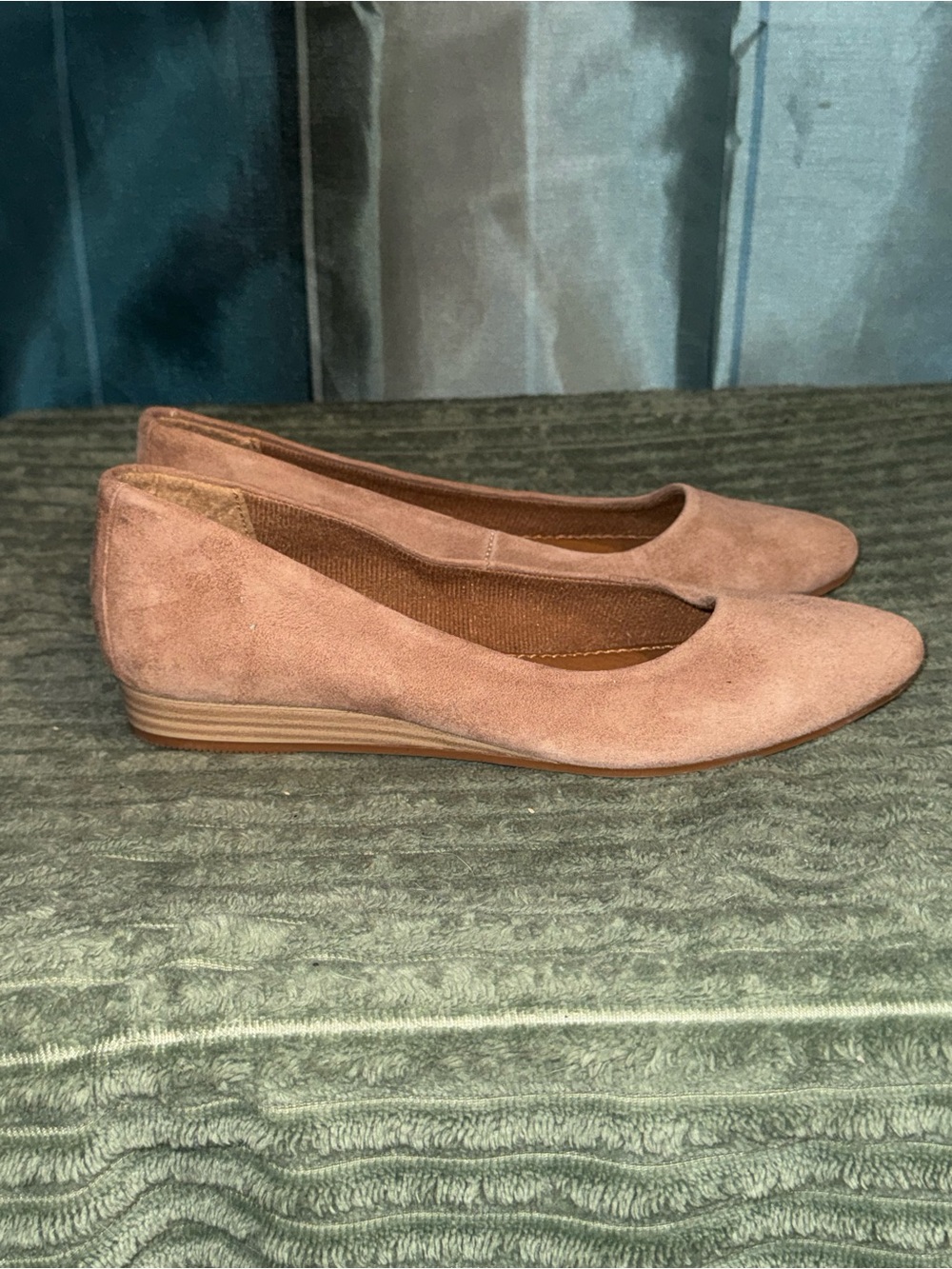 Women's Suede Ballet Flats in Dusty Rose - Slip-On Comfort